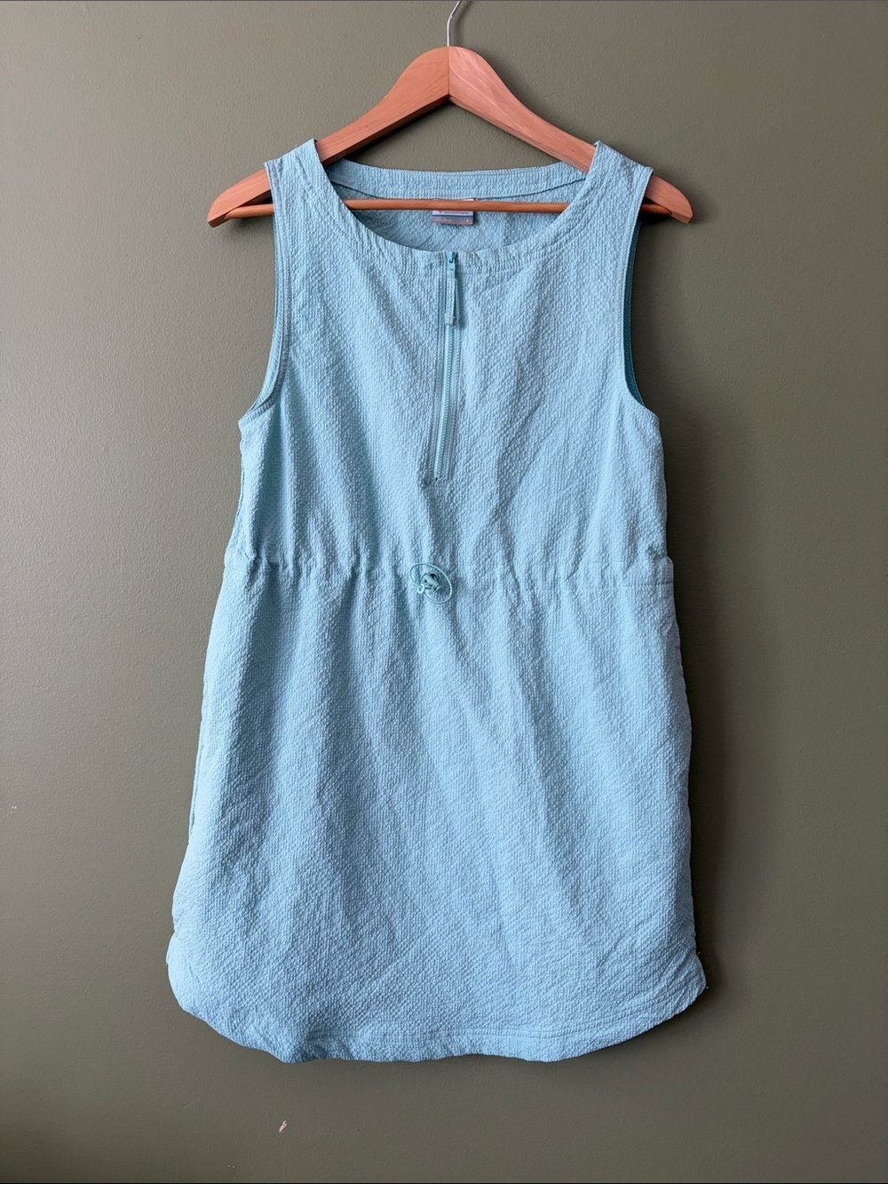 Columbia Omnishield Sucker Drawstring Aqua Mint Lightweight Quick Dry Dress Sz S - Picture 2 of 5